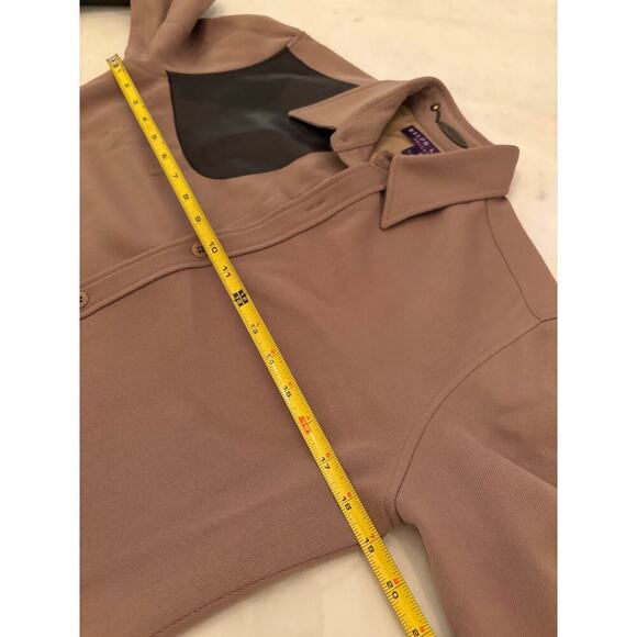 Vintage Ralph Lauren Collection Runway Button Up Midi Shirt Dress Patch Leather - Picture 13 of 16